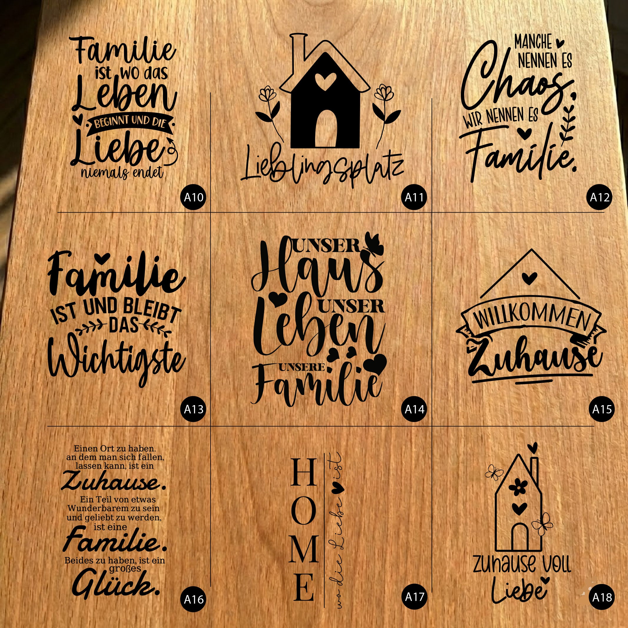 Gartenfackel aus Eiche – 20 cm – Motiv: Familie