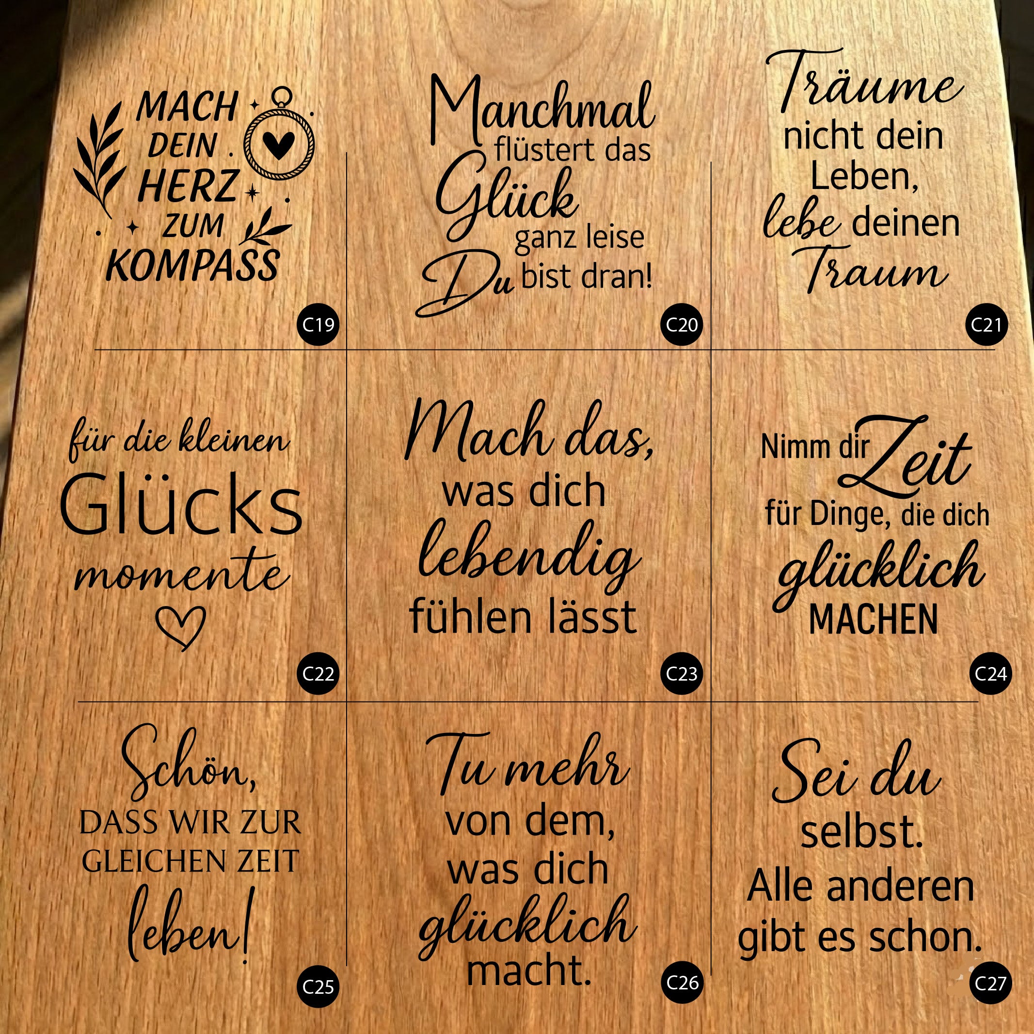 Gartenfackel aus Eiche – 20 cm – Motiv: Sprüche
