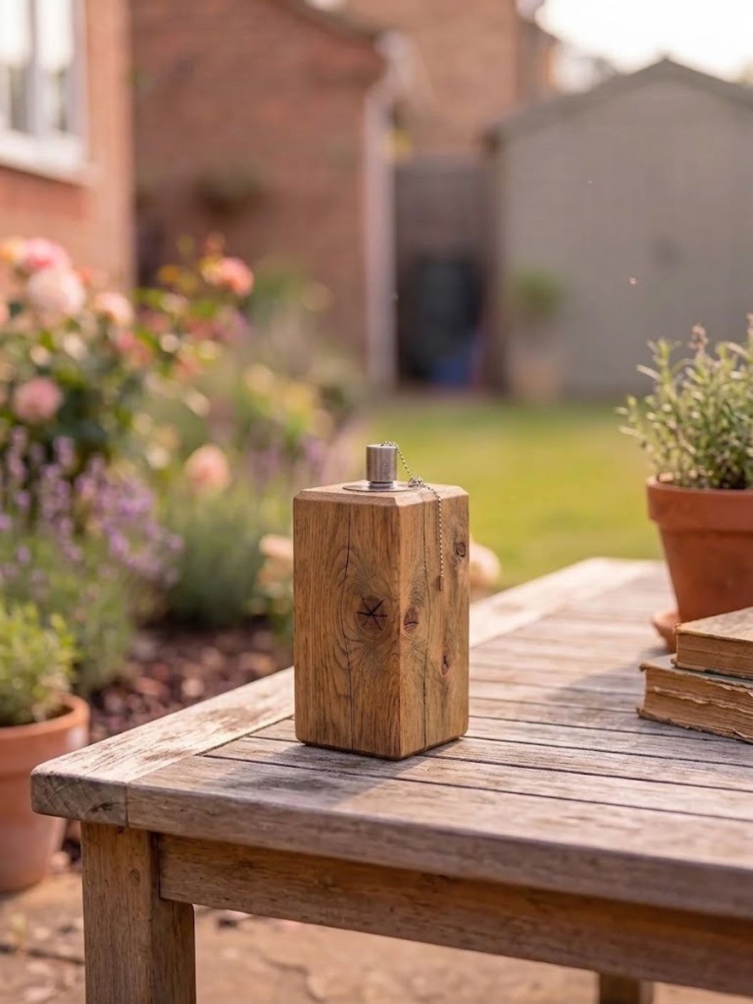 Eiche Gartenfackel ohne Gravur 20cm Rustikal