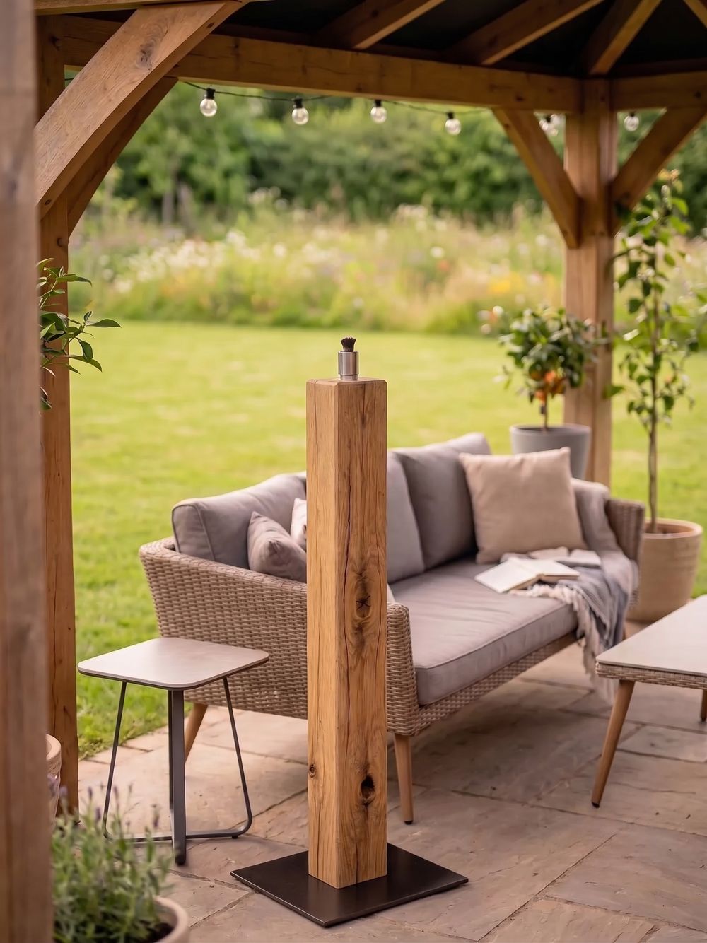 Eiche Gartenfackel ohne Gravur 90cm Rustikal