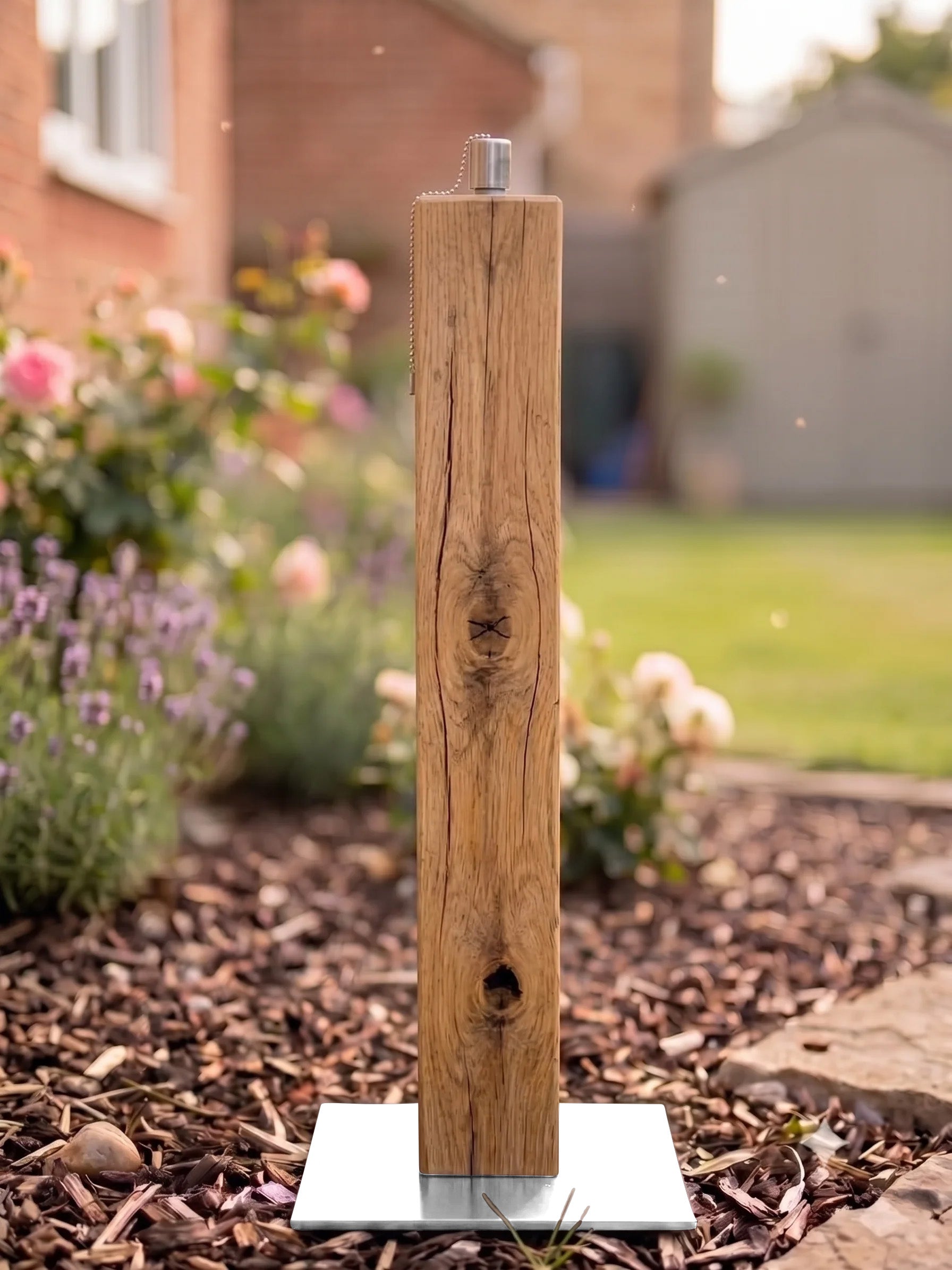 Eiche Gartenfackel ohne Gravur 90cm Rustikal