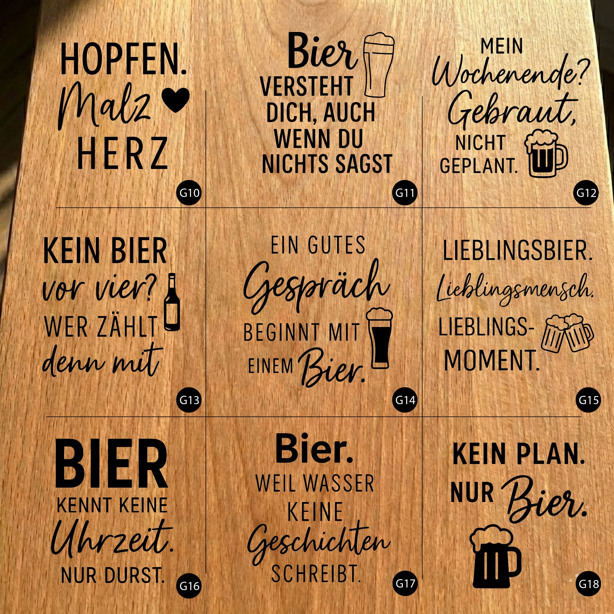 Gartenfackel aus Eiche – 20 cm – Motiv: Bier Bundle