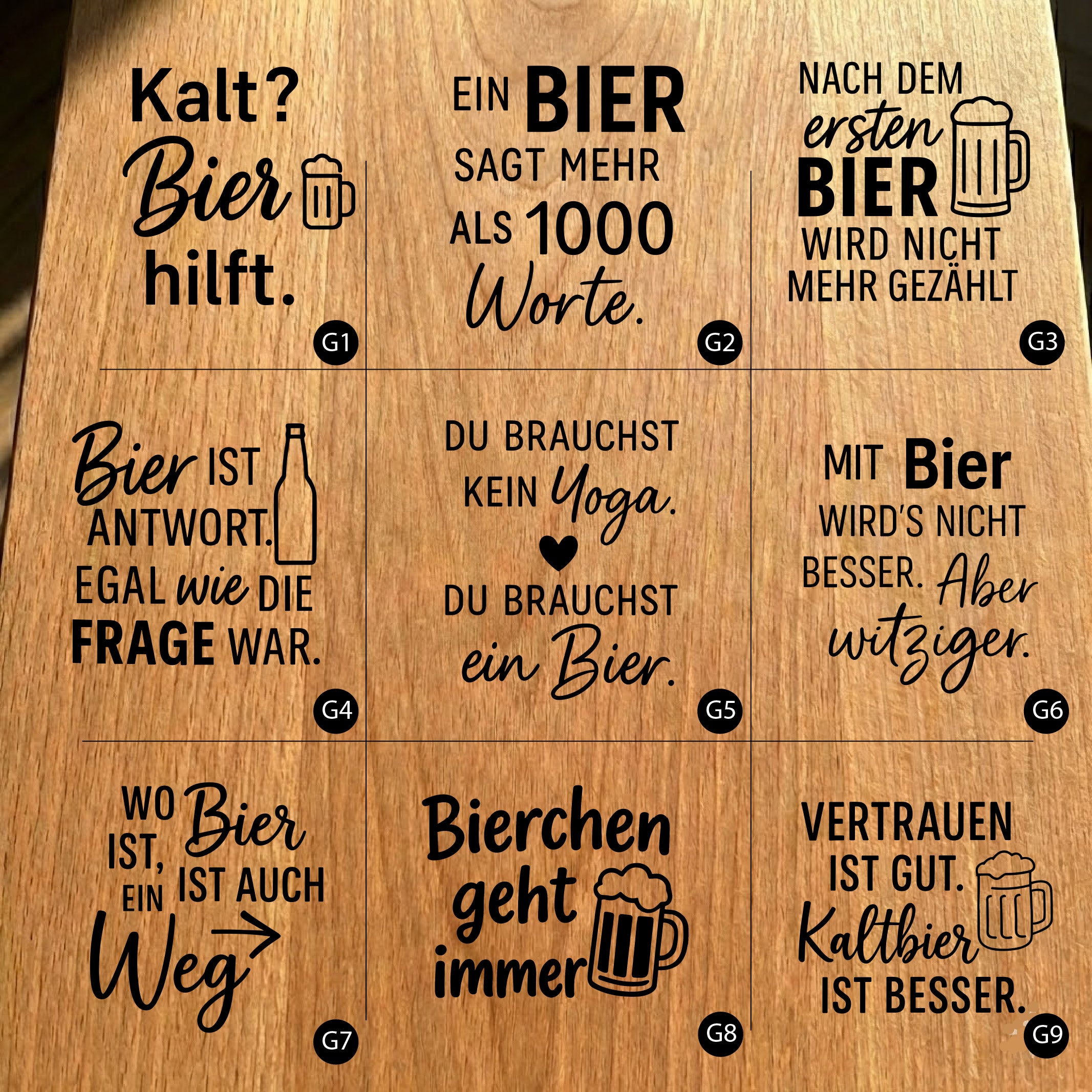 Gartenfackel aus Eiche – 20 cm – Motiv: Bier Bundle