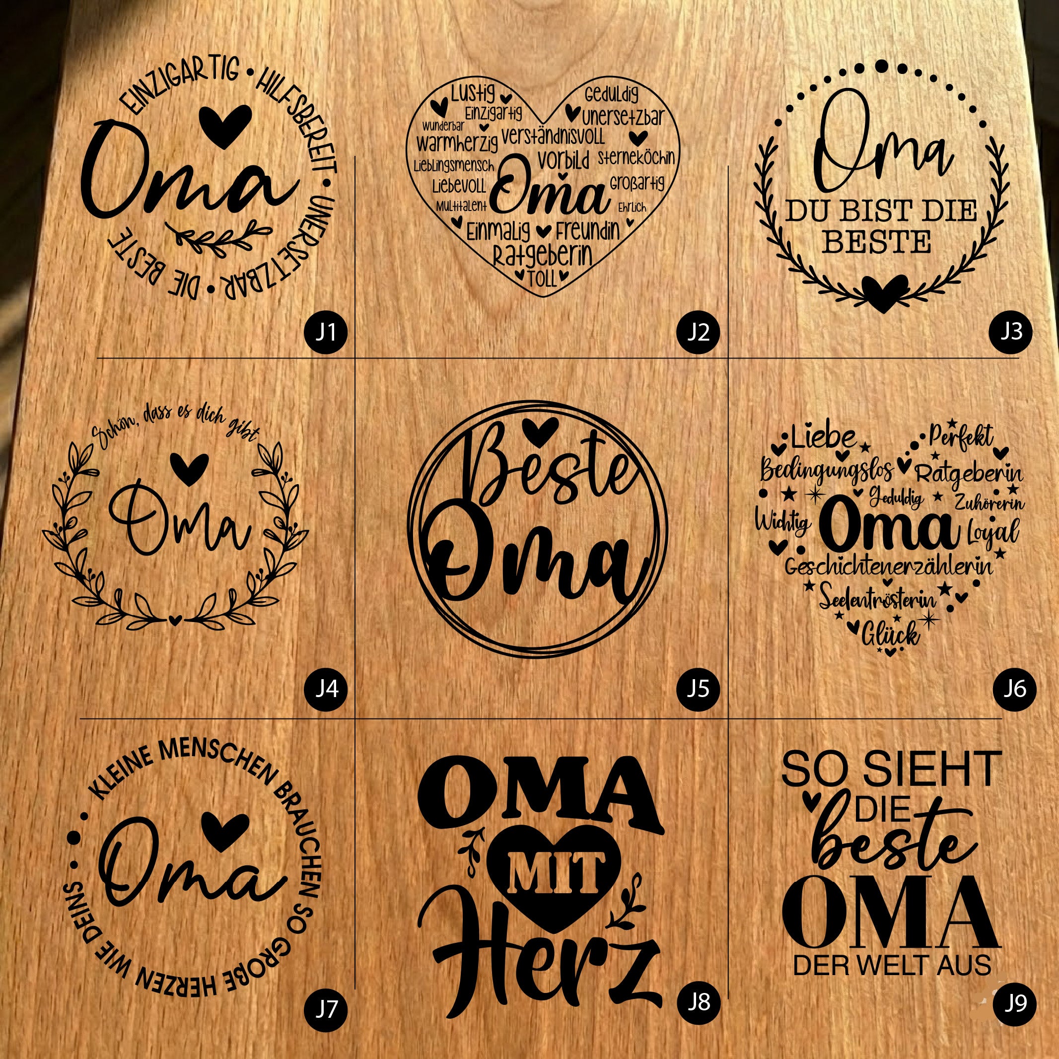 Gartenfackel aus Eiche – 20 cm – Motiv: Oma Bundle