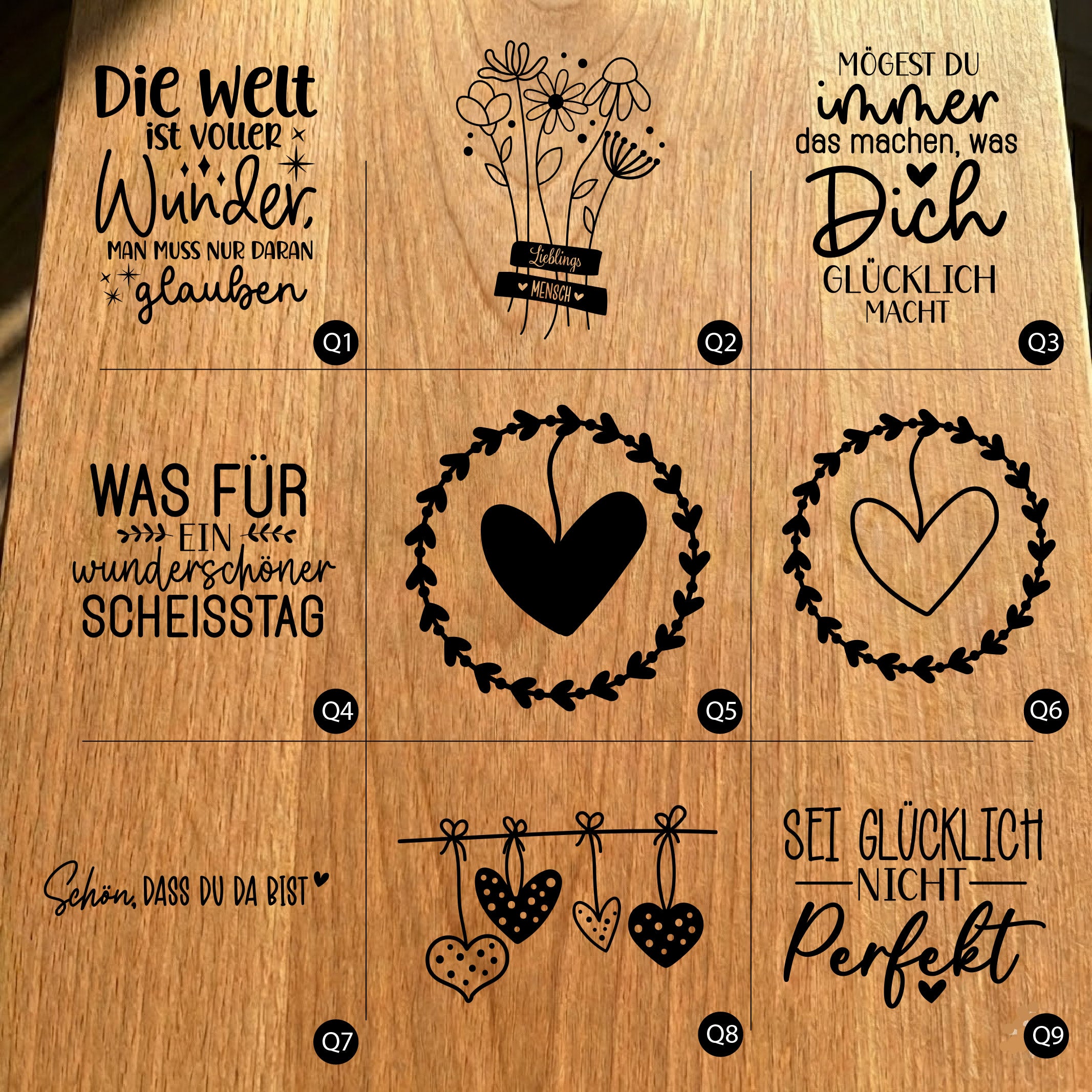 Gartenfackel aus Eiche – 20 cm – Motiv: Deutsche Sprueche Designs von Herzen