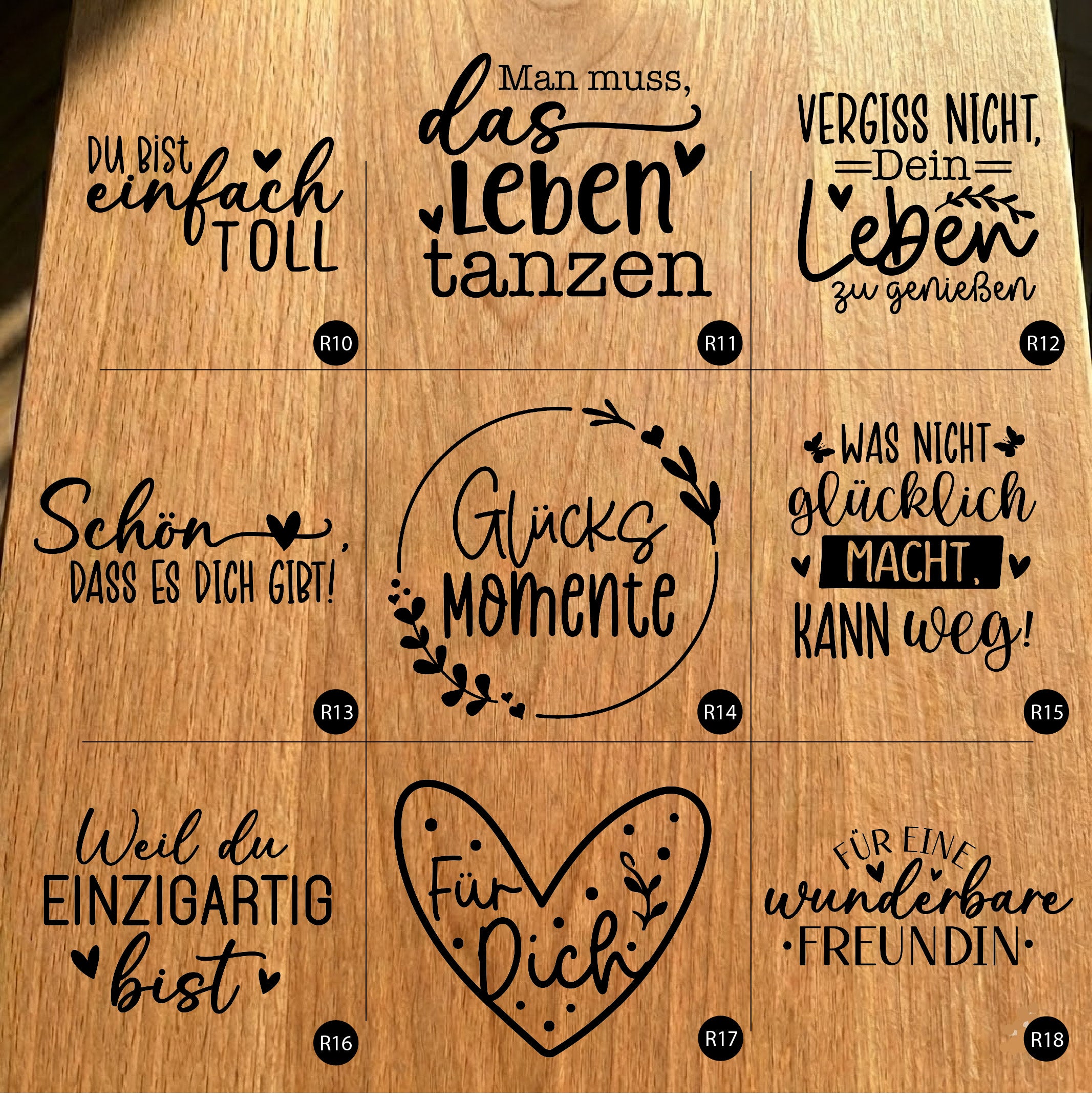 Gartenfackel aus Eiche – 20 cm – Motiv: Deutsche Sprueche Designs