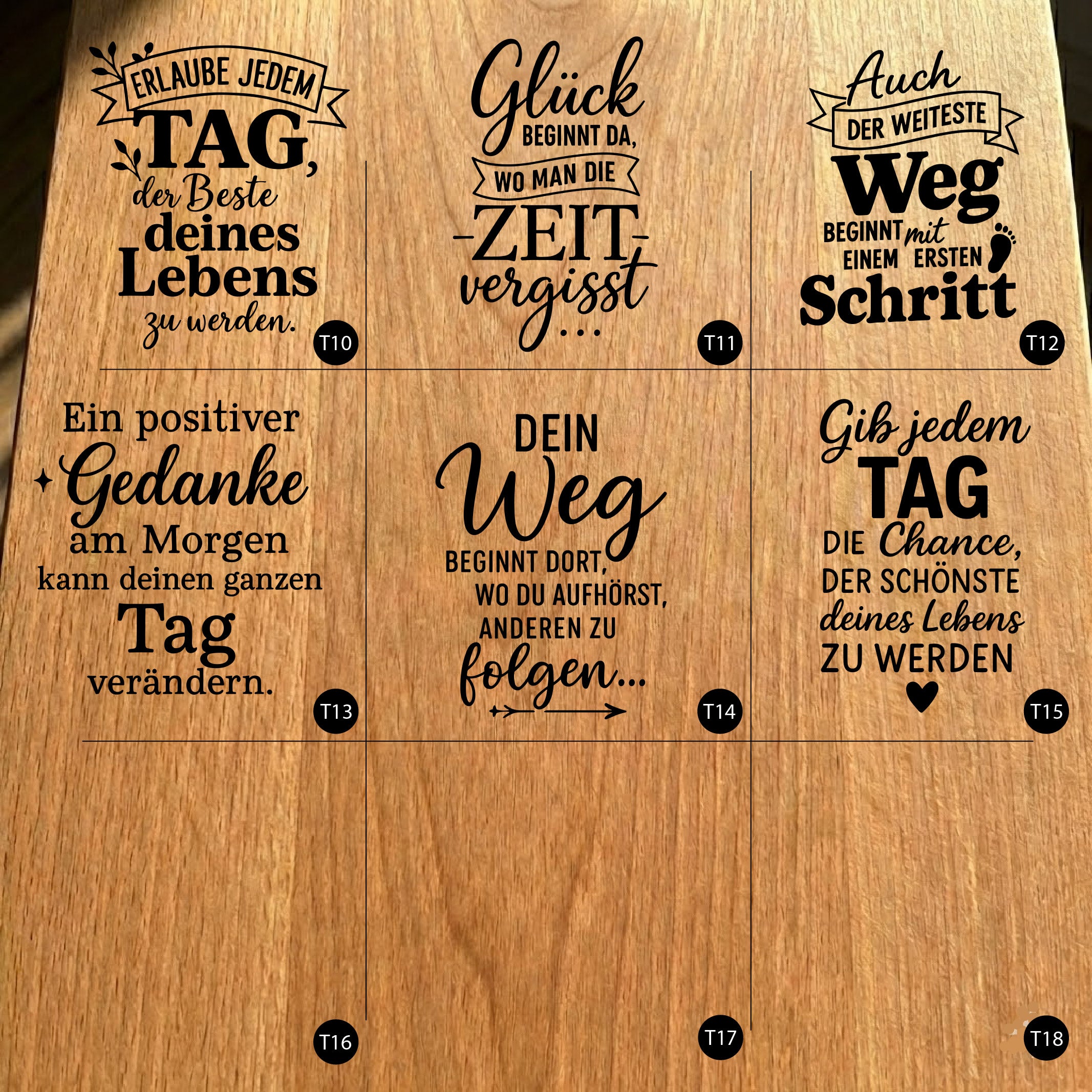 Gartenfackel aus Eiche – 20 cm – Motiv: Deutsche Sprueche Bundle