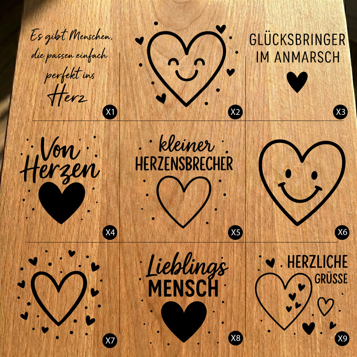 Gartenfackel aus Eiche – 40 cm – Motiv: Herz Bundle