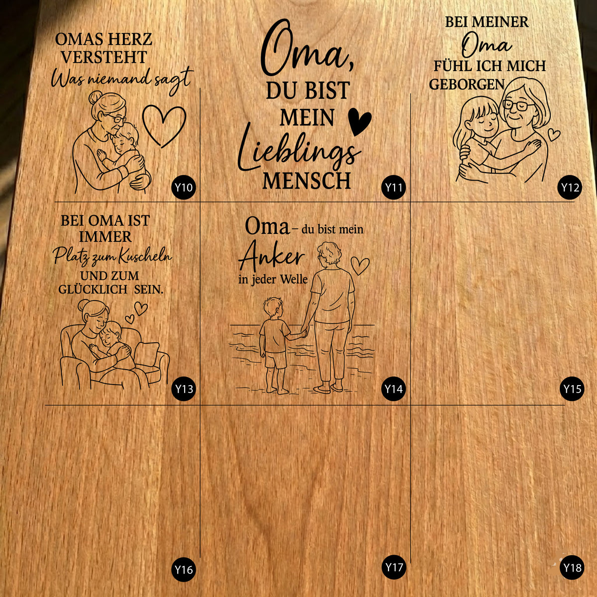 Gartenfackel aus Eiche – 40 cm – Motiv: Oma Bundle