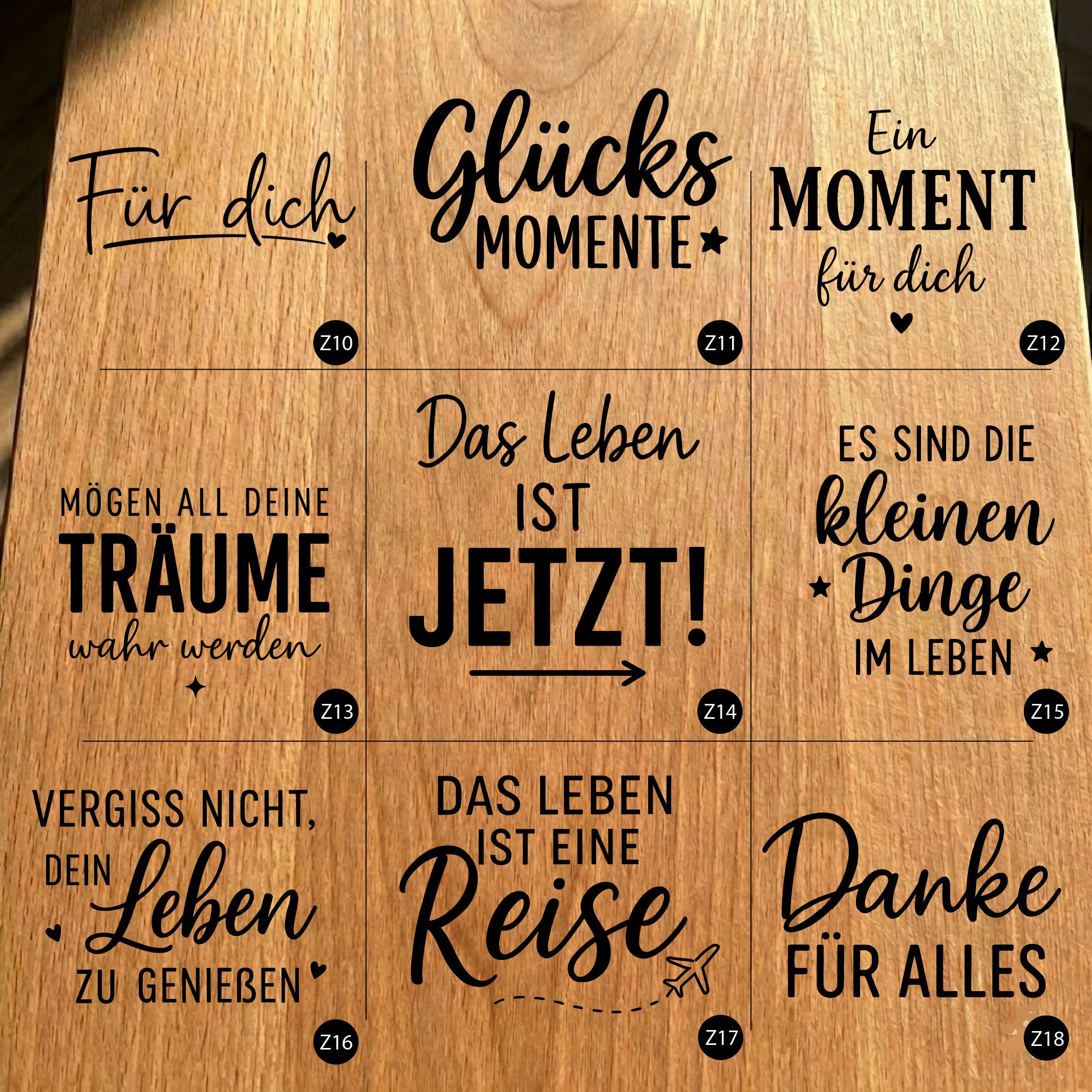 Gartenfackel aus Eiche – 20 cm – Motiv: Deutsche Sprüche