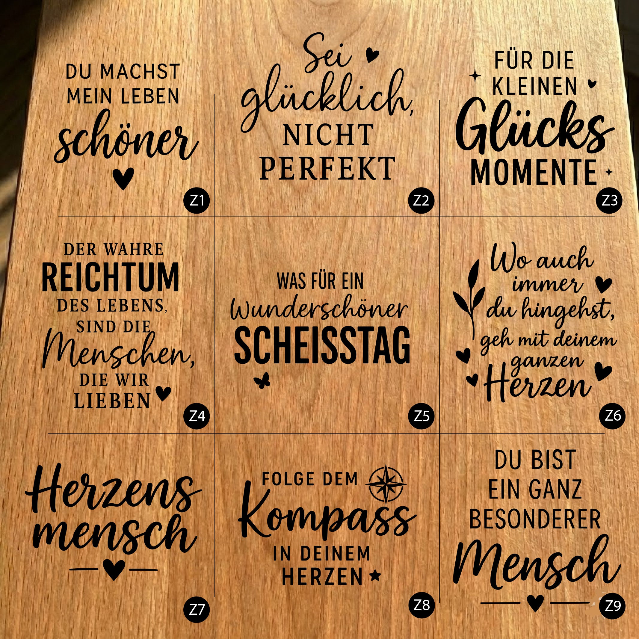 Gartenfackel aus Eiche – 20 cm – Motiv: Deutsche Sprüche