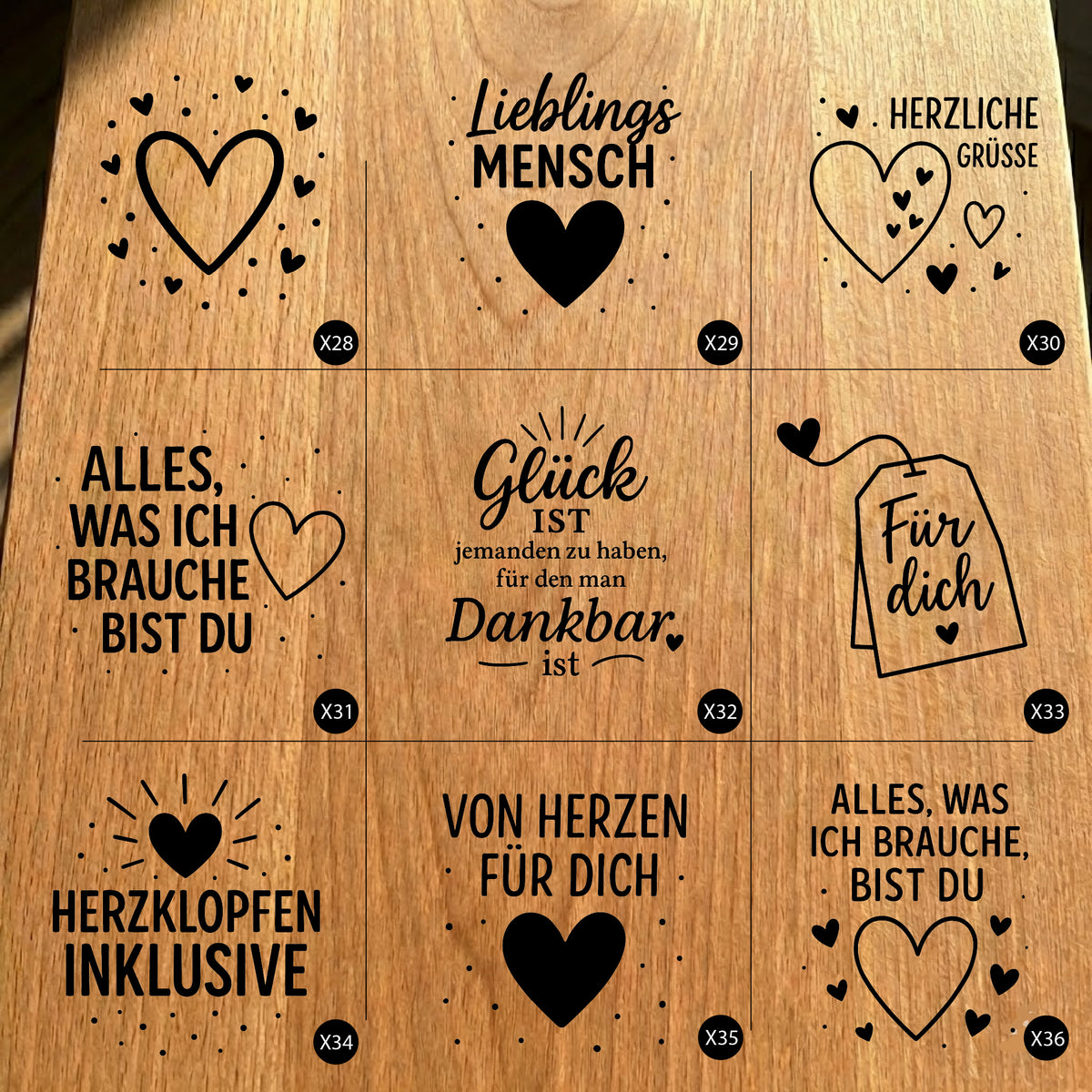 Gartenfackel aus Eiche – 40 cm – Motiv: Herz Bundle