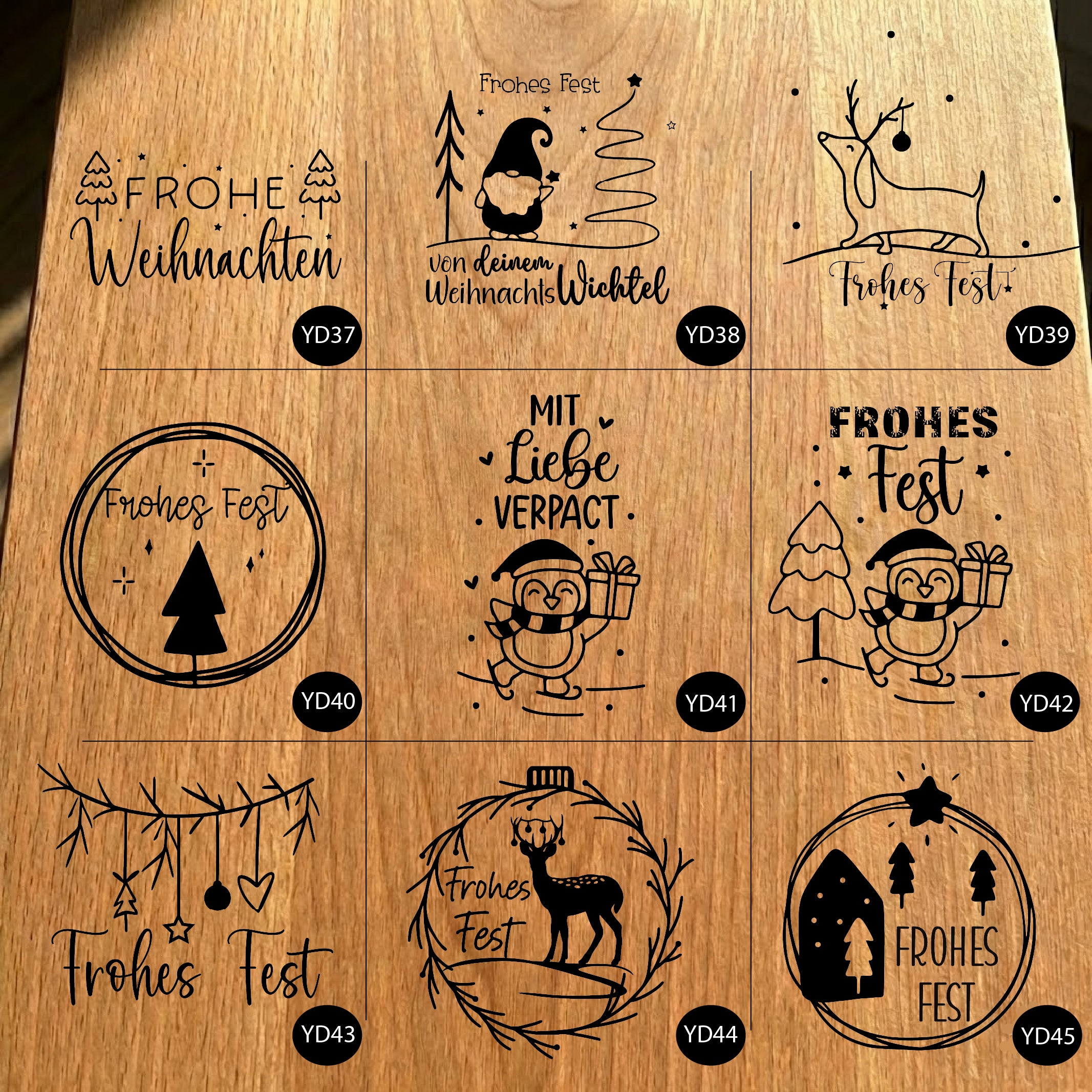 Gartenfackel aus Eiche – 20 cm – Motiv: Weihnachten