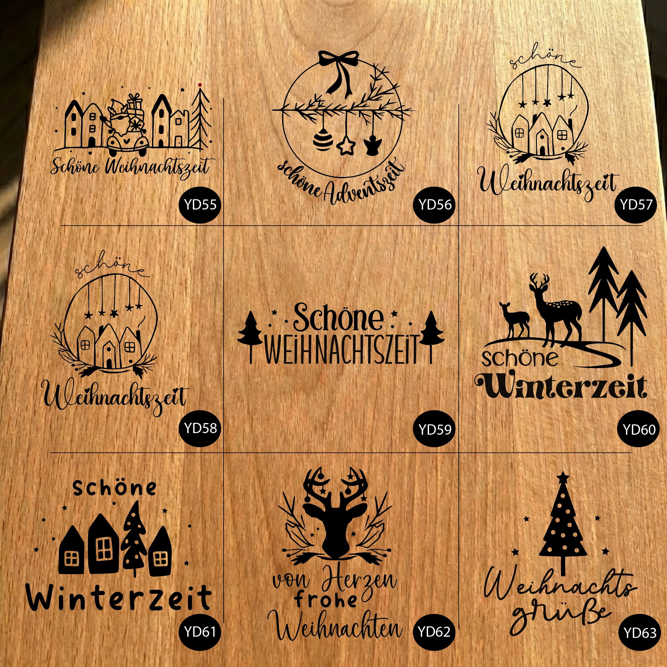 Gartenfackel aus Eiche – 20 cm – Motiv: Weihnachten