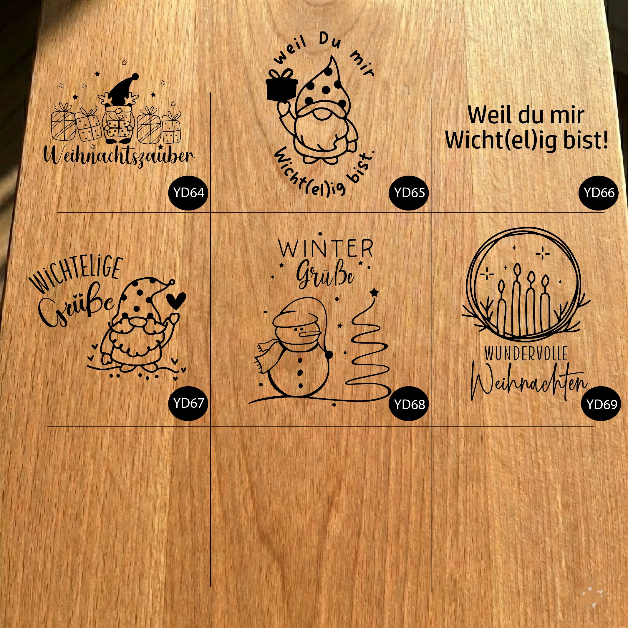 Gartenfackel aus Eiche – 20 cm – Motiv: Weihnachten