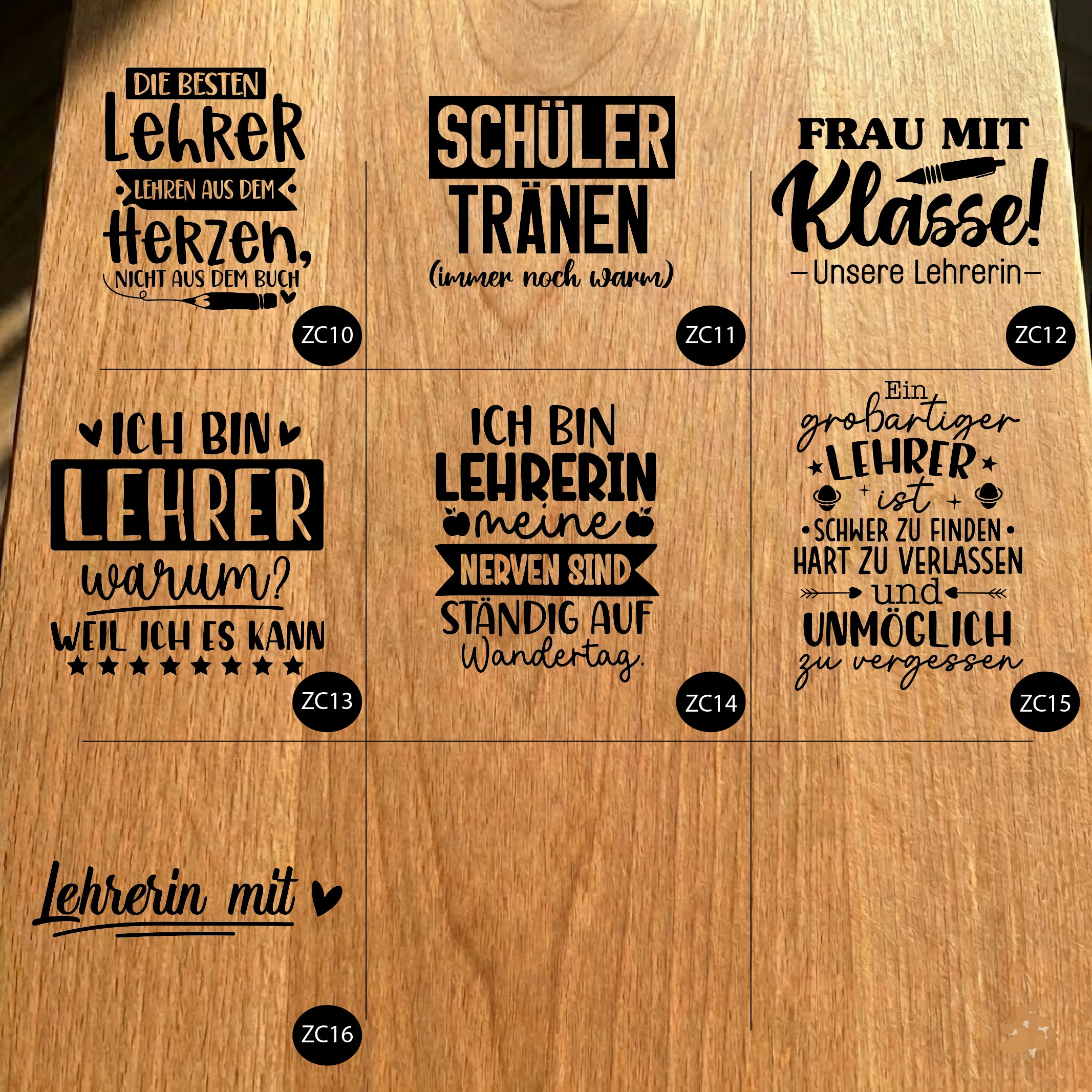 Gartenfackel aus Eiche – 20 cm – Motiv: Lehrer