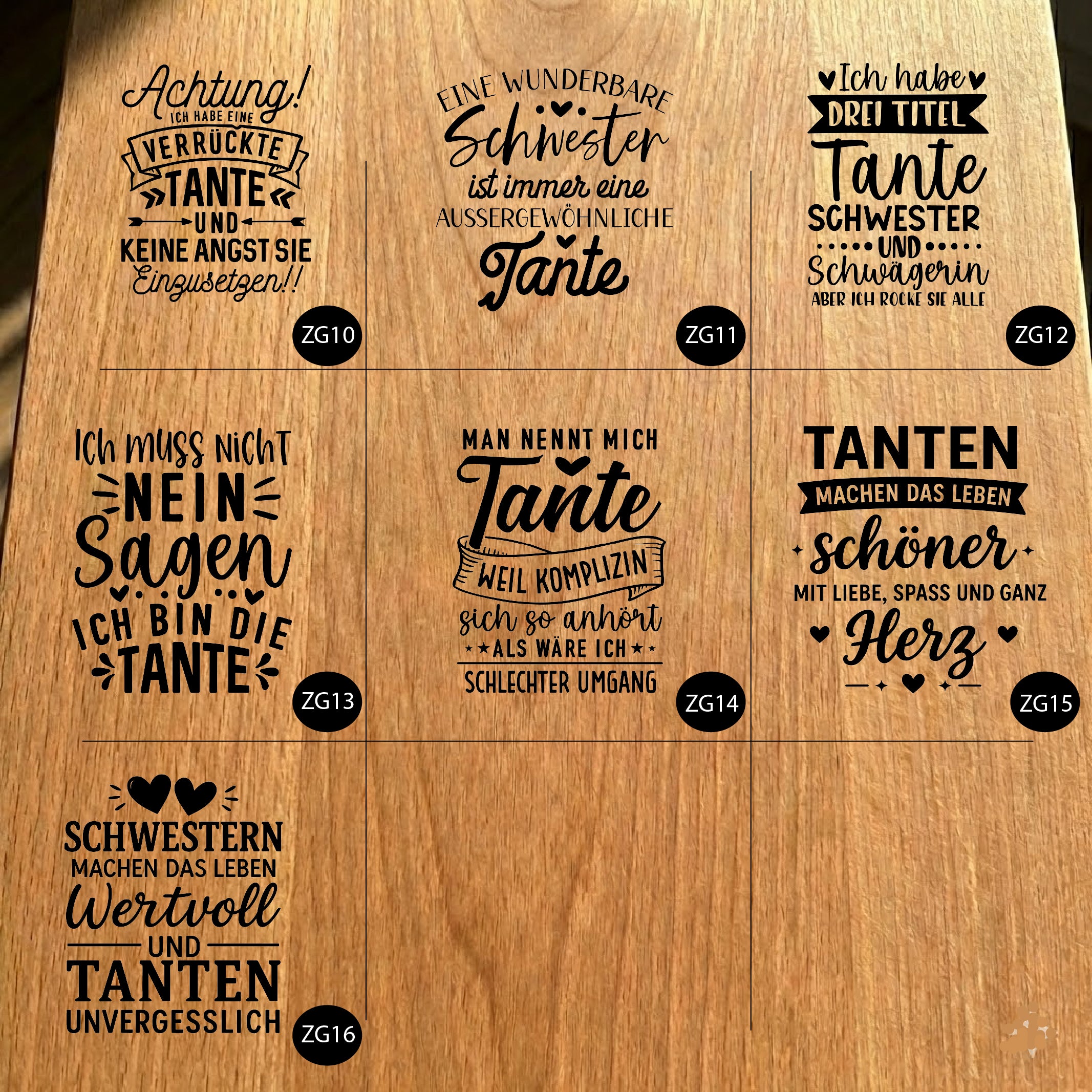 Gartenfackel aus Eiche – 20 cm – Motiv: Tante