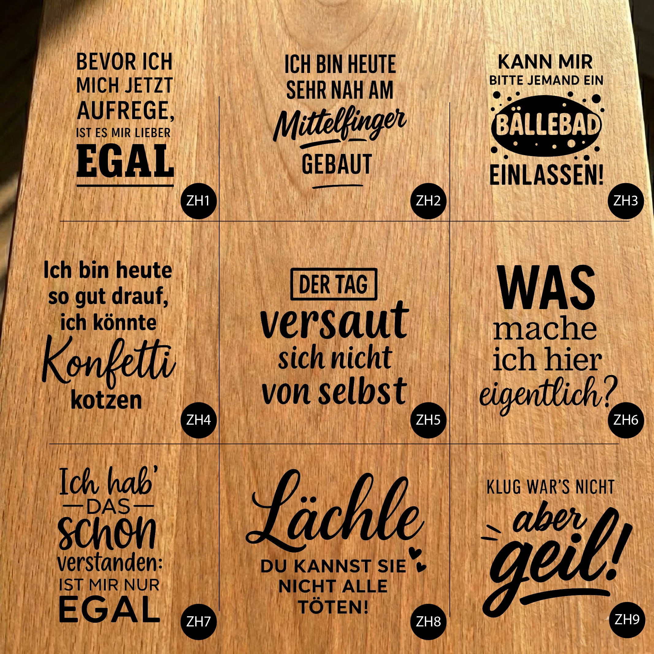 Gartenfackel aus Eiche – 20 cm – Motiv: Sprüche